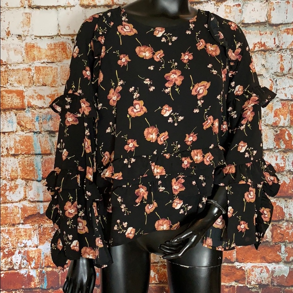 BP Floral Print Ruffled Blouse